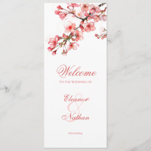 Cherry Blossoms Elegant Spring Wedding Programme