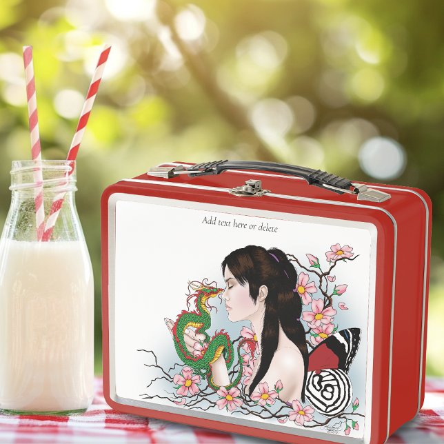 Cherry Blossoms Fairy Dragon Friendship  Metal Lunch Box (Creator Uploaded)