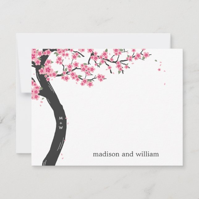 Cherry Blossoms Flat Thank You Card (Front)