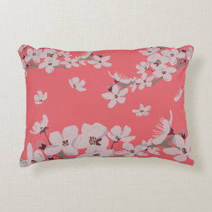 Cherry Blossoms Floating Flowers Accent Pillow