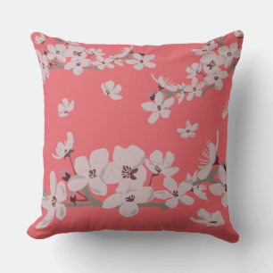 Cherry Blossoms Floating Flowers Cushion