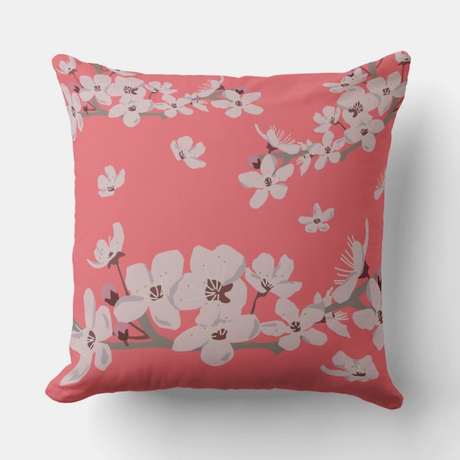 Cherry Blossoms Floating Flowers Cushion (Front)