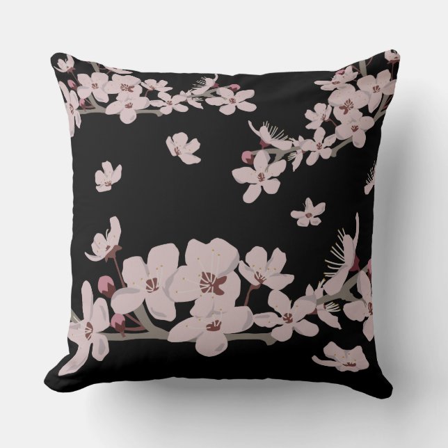 Cherry Blossoms Floating Flowers Cushion (Front)
