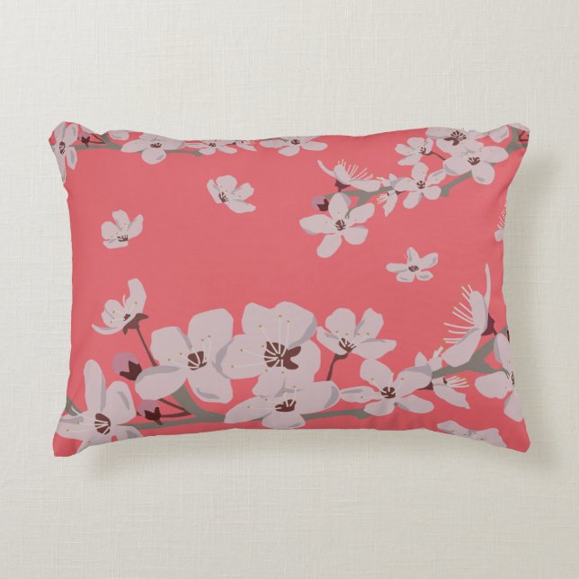 Cherry Blossoms Floating Flowers Decorative Cushion (Front)