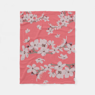 Cherry Blossoms Floating Flowers Fleece Blanket