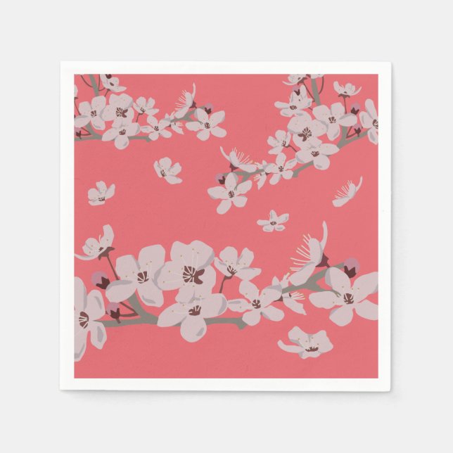 Cherry Blossoms Floating Flowers Napkin (Front)