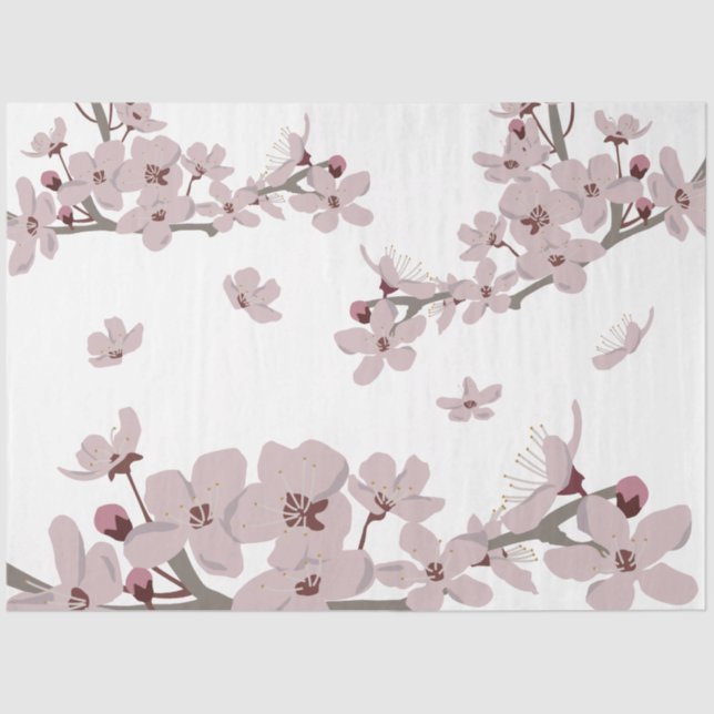 Cherry Blossoms Floating Flowers  Tissue Paper (Front)