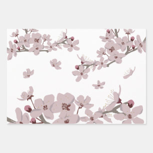 Cherry Blossoms Floating Flowers  Wrapping Paper Sheet