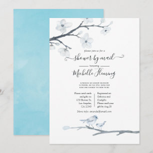 Cherry Blossoms Floral Baby Shower by Mail Invitation