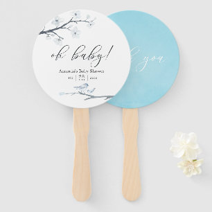 Cherry Blossoms Floral Baby Shower Hand Fan