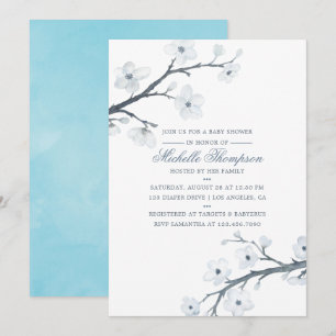 Cherry Blossoms Floral Baby Shower Invitation