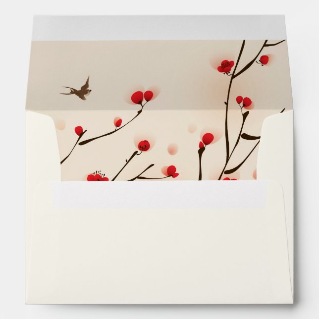 Cherry Blossoms Floral Envelope with Address (Back (Bottom))