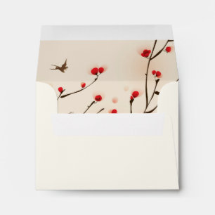 Cherry Blossoms Floral RSVP Envelope with Address
