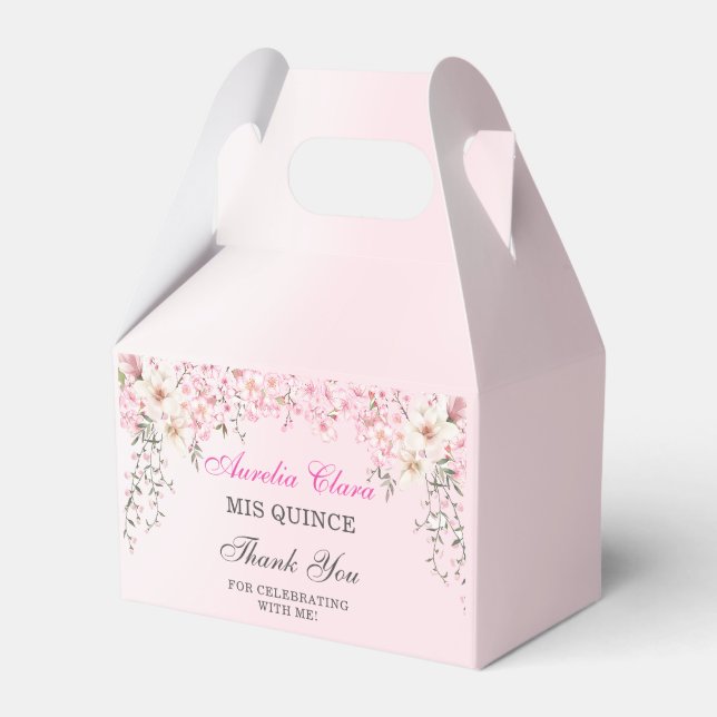 Cherry Blossoms Floral Sweet Sixteen Birthday Favour Box (Front Side)
