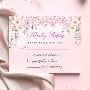 Cherry Blossoms Floral Sweet Sixteen Birthday RSVP Card