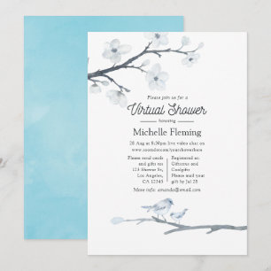 Cherry Blossoms Floral Virtual Baby Shower Invitation