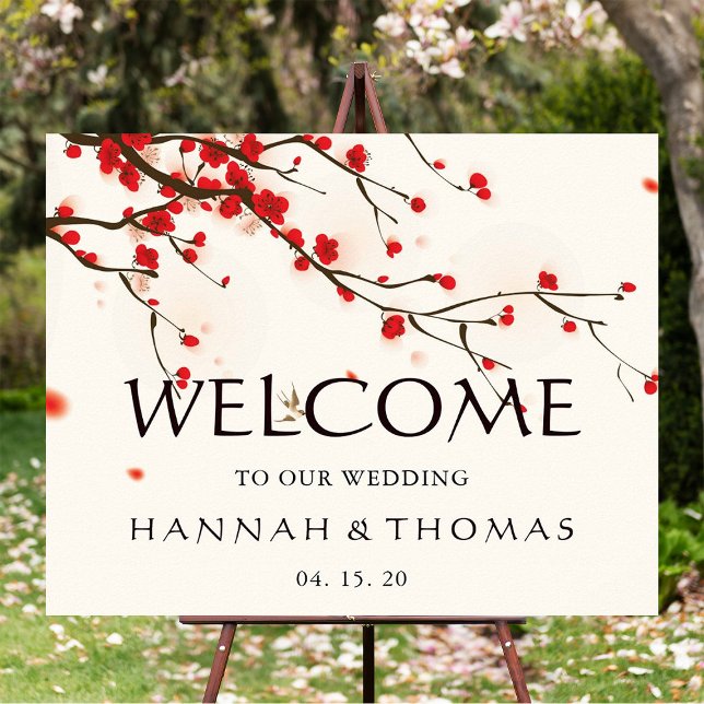 Cherry Blossoms Floral Welcome Wedding Sign (Creator Uploaded)