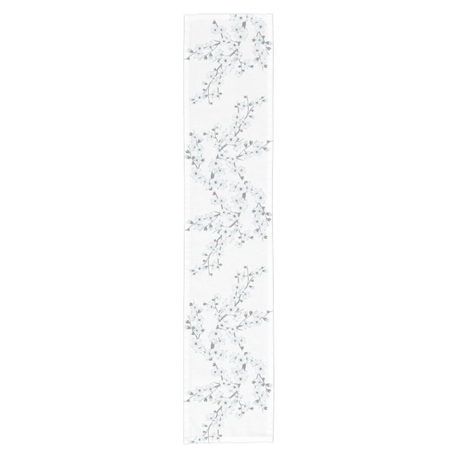 Cherry Blossoms Floral White Choose Background Short Table Runner (Front)