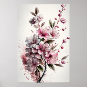 Cherry Blossoms Flower Art Print Poster