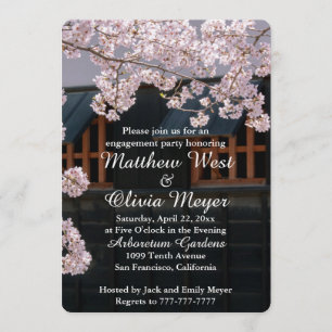 Cherry Blossoms Flower Engagement Party Invitation
