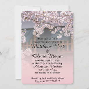 Cherry Blossoms Flower Engagement Party Invitation