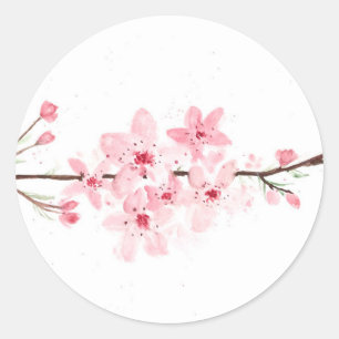Cherry blossoms flowers classic round sticker