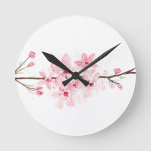 Cherry blossoms flowers round clock