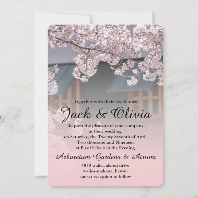 Cherry Blossoms Flowers Wedding Invitation (Front)