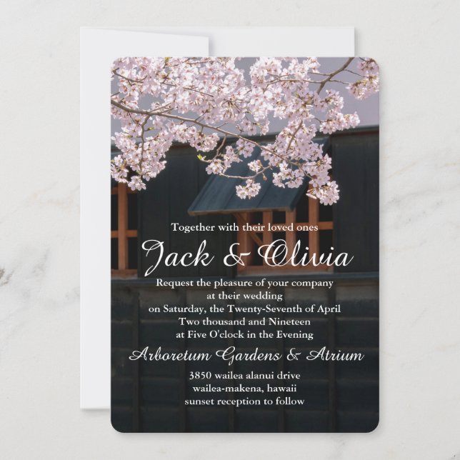 Cherry Blossoms Flowers Wedding Invitation (Front)