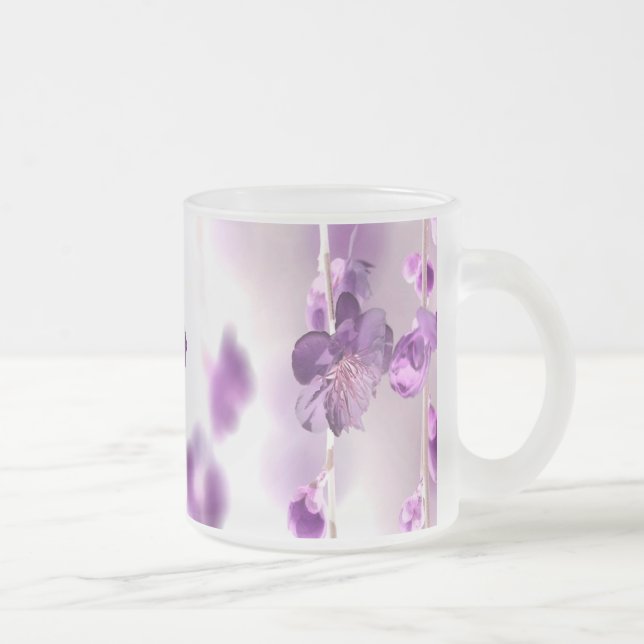 Cherry blossoms frosted glass coffee mug (Right)