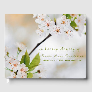 Cherry Blossoms Funeral Memorial Guest Book