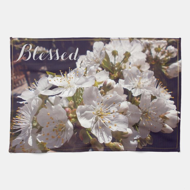 Cherry blossoms. Happy Easter. Tea Towel (Horizontal)