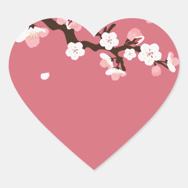 Cherry Blossoms Heart Sticker (Front)