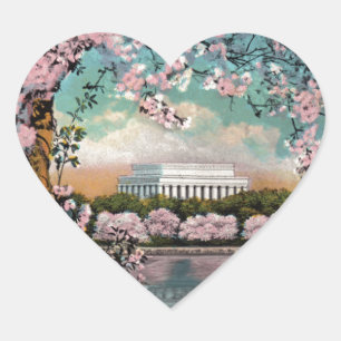 Cherry Blossoms Heart Sticker