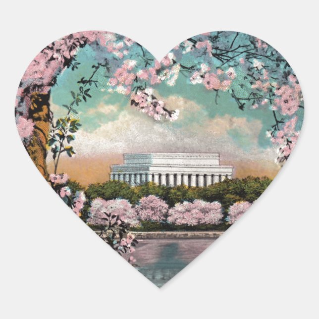 Cherry Blossoms Heart Sticker (Front)