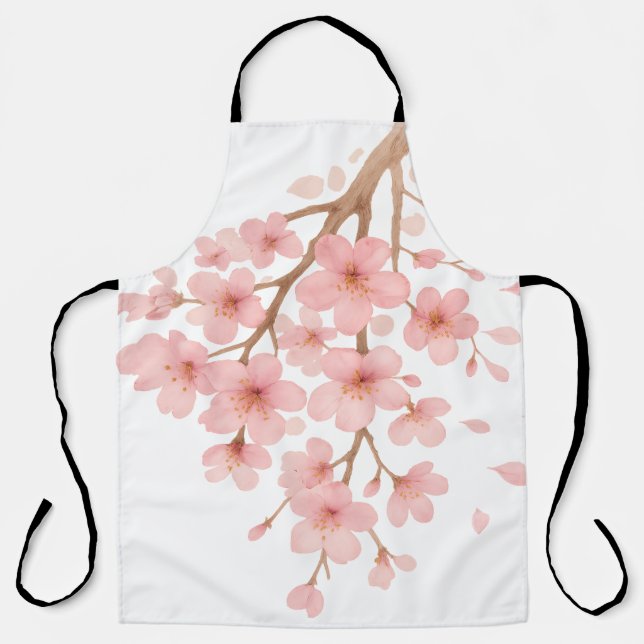 Cherry Blossoms Illustration Apron (Front)