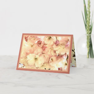 Cherry Blossoms in cream and pink greeting card