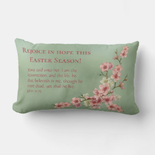 Cherry Blossoms in Pink and Teal Accent Pillow