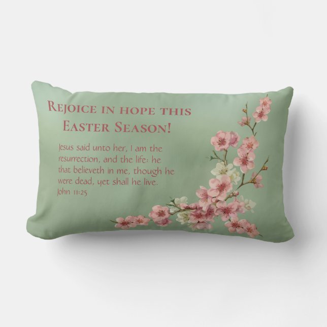 Cherry Blossoms in Pink and Teal Accent Pillow (Front)