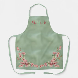 Cherry Blossoms in Pink and Teal Apron