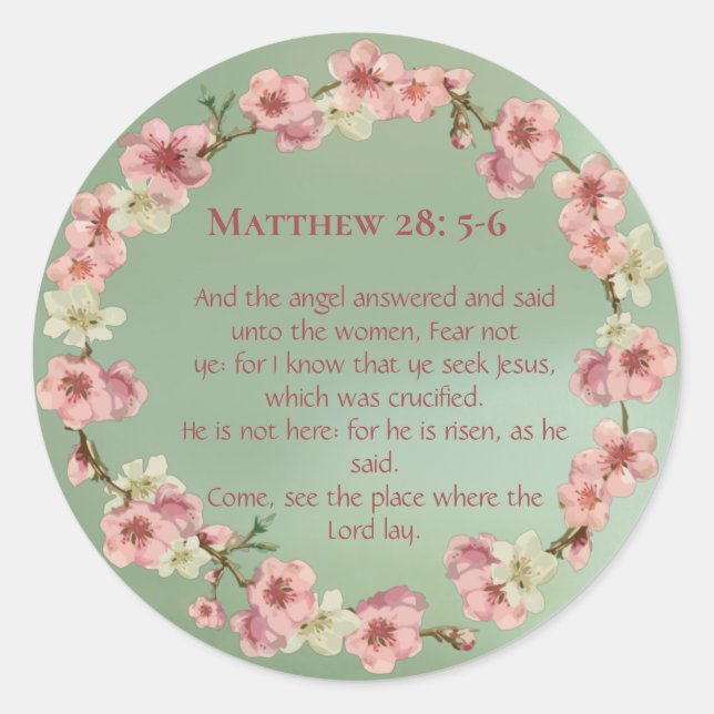 Cherry Blossoms in Pink and Teal Classic Round Sticker (Front)