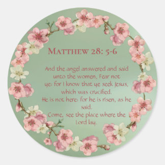 Cherry Blossoms in Pink and Teal Classic Round Sticker
