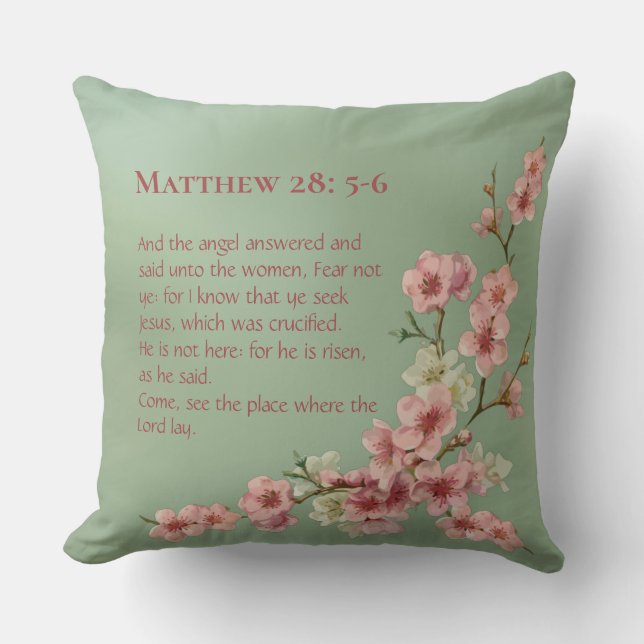 Cherry Blossoms in Pink and Teal Cushion (Front)