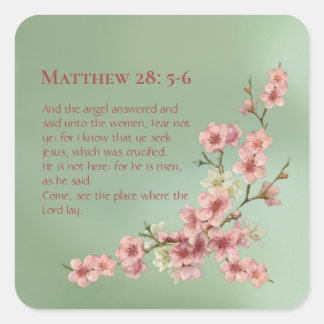 Cherry Blossoms in Pink and Teal Square Sticker