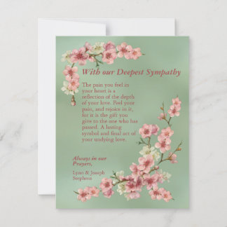 Cherry Blossoms in Pink and Teal Sympathy Card