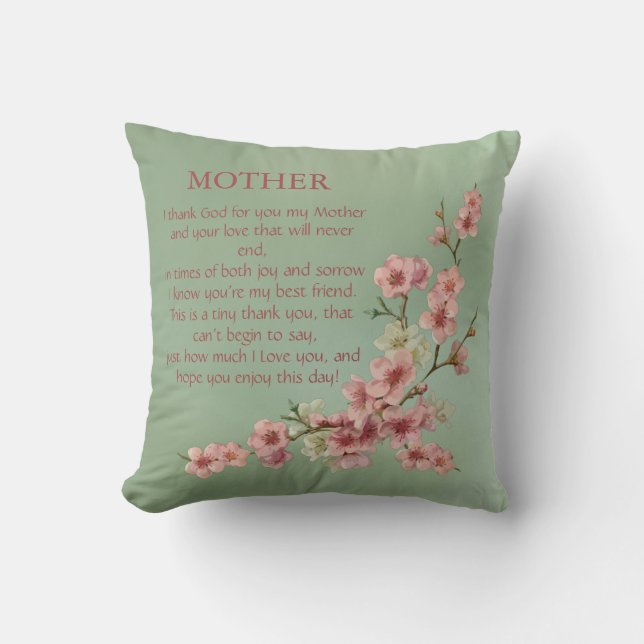 Cherry Blossoms in Pink for Mother Cushion (Front)