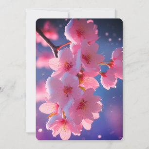 Cherry Blossoms in Snow Save the Date Card - Winte