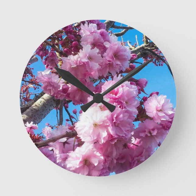 Cherry Blossoms in Spring time Round Clock (Front)