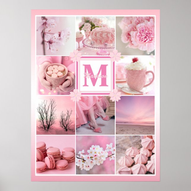 Cherry Blossoms Instagram Grid Add Your Own Photos Poster (Front)