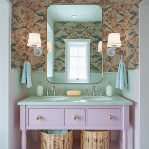 Cherry Blossoms,Kanji in Pink, Blue & Golden  Wallpaper